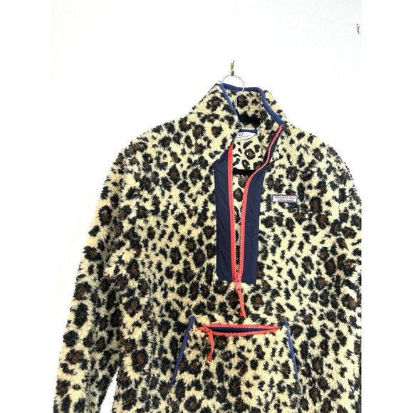 Vineyard Vines XS Womens Leopard Print Fleece SuperShep 1/2 Zip Pullover Animal - Picture 7 of 14